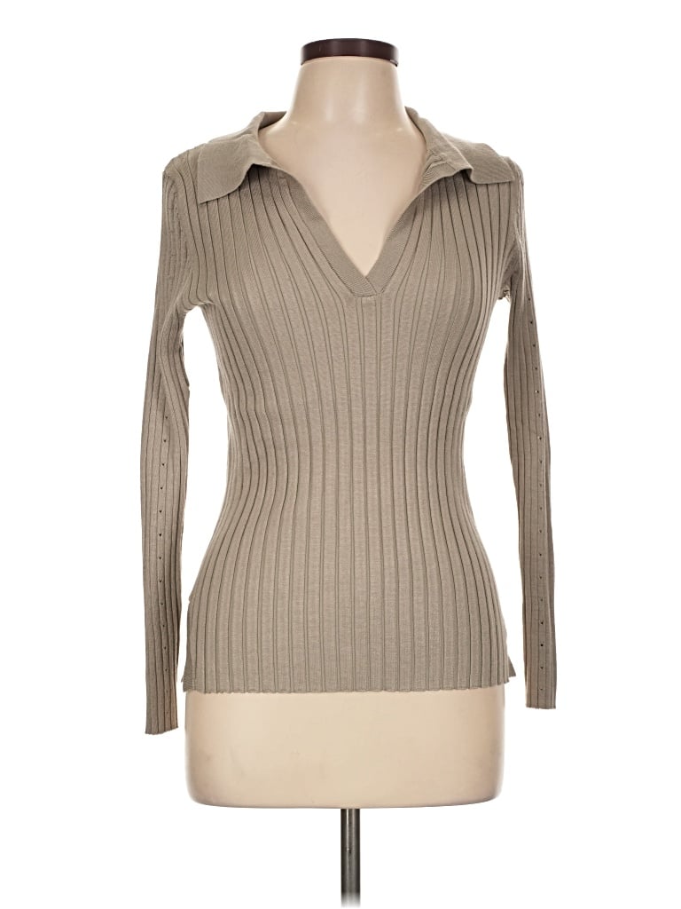 Pre-owned Metric Knits Long Sleeve Turtleneck In Tan
