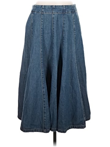 Madewell Flared Denim Midi Skirt: Airy Denim Edition (view 1)