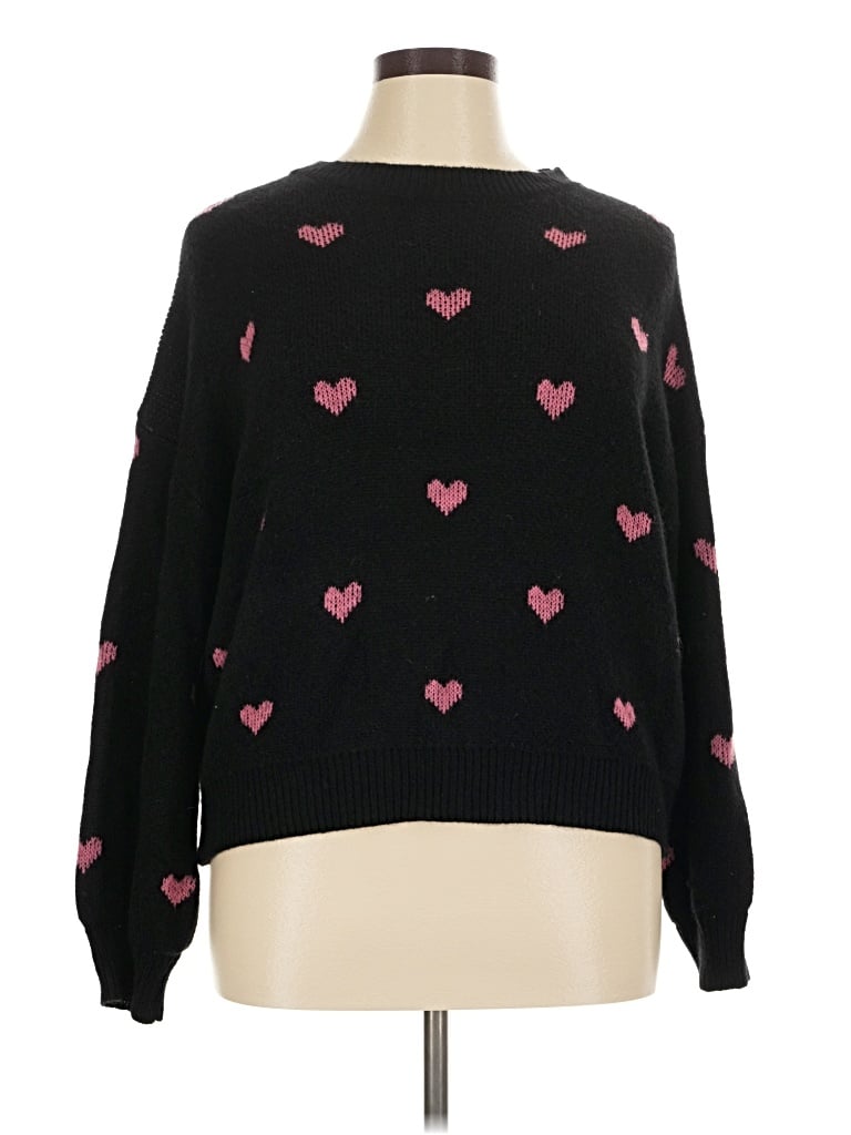 Pre-owned Shein Curve Pullover Sweater In Black