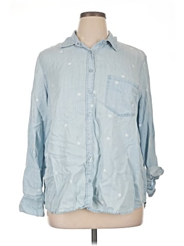 Cosmic Blue Love Long Sleeve Button-Down Shirt (view 1)