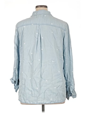 Cosmic Blue Love Long Sleeve Button-Down Shirt (view 2)