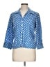 Talbots 100% Linen Polka Dots Blue 3/4 Sleeve Button-Down Shirt Size 10 - photo 1