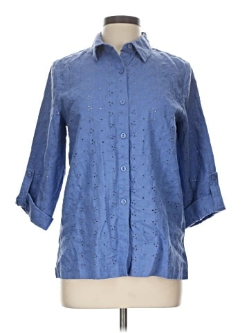 JM Collection 3/4 Sleeve Button-Down Shirt (view 1)