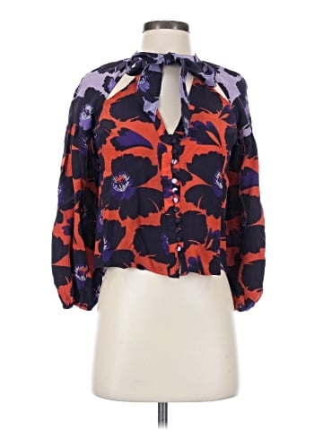 Maeve by Anthropologie 3/4 Sleeve Silk Top (view 1)