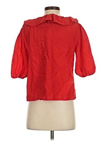 Madewell Ruffled Y-Neck Top in Cotton-Silk (view 2)