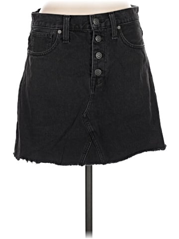 Madewell Rigid Denim A-Line Mini Skirt in Lunar Wash: Button-Front Edition (view 1)