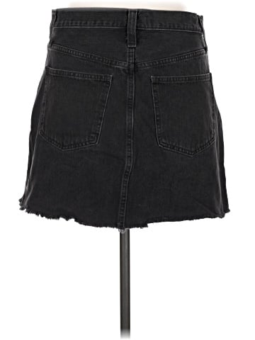 Madewell Rigid Denim A-Line Mini Skirt in Lunar Wash: Button-Front Edition (view 2)