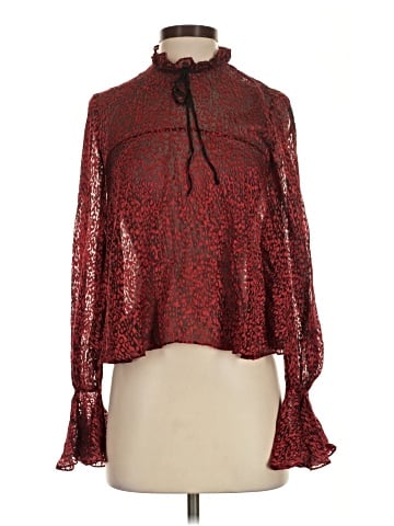 Saloni Long Sleeve Silk Top (view 1)