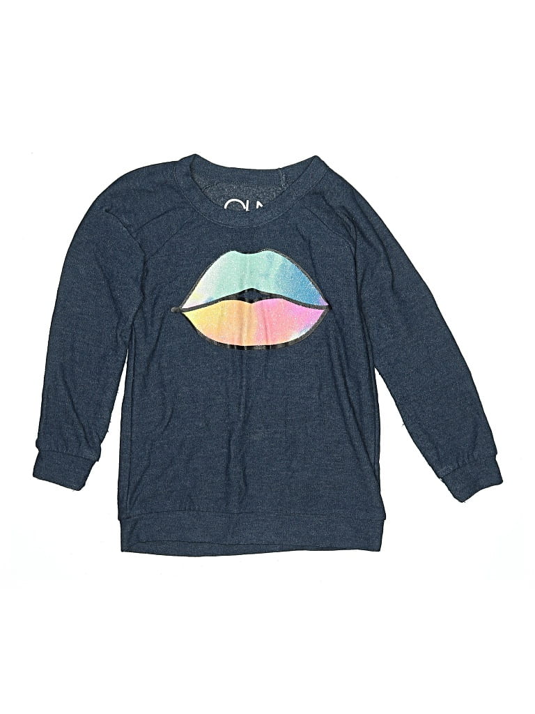 Pre-owned Chaser Kids' Long Sleeve Top Blue Crew Neck Tops
