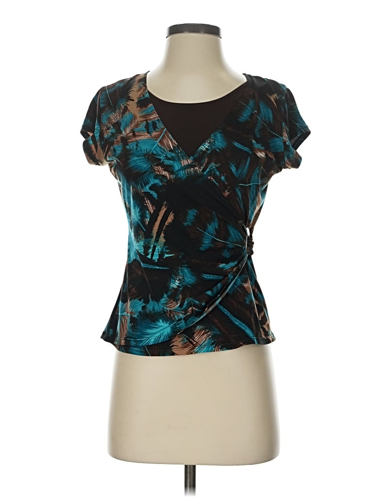 Pre-owned Elementz Short Sleeve Top Teal Scoop Neck Tops