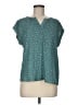 Papermoon 100% Polyester Stars Teal Short Sleeve Blouse Size M (petite) - photo 1