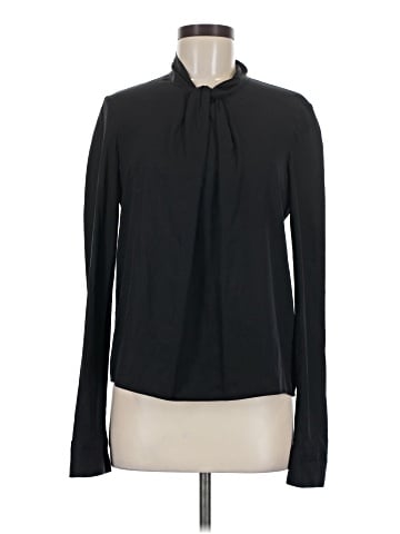 Theory Long Sleeve Silk Top (view 1)