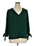 CeCe 100% Polyester Green Long Sleeve Blouse Size 1X - photo 1