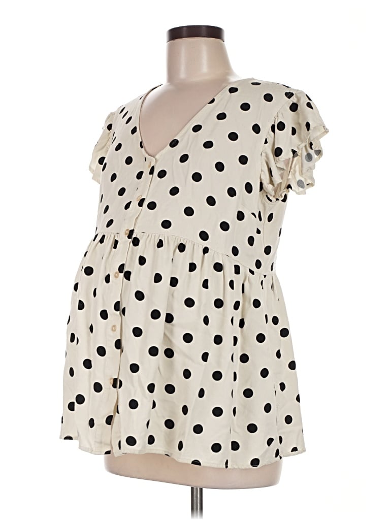 Pre-owned Gap - Maternity Short Sleeve Blouse In Ivory