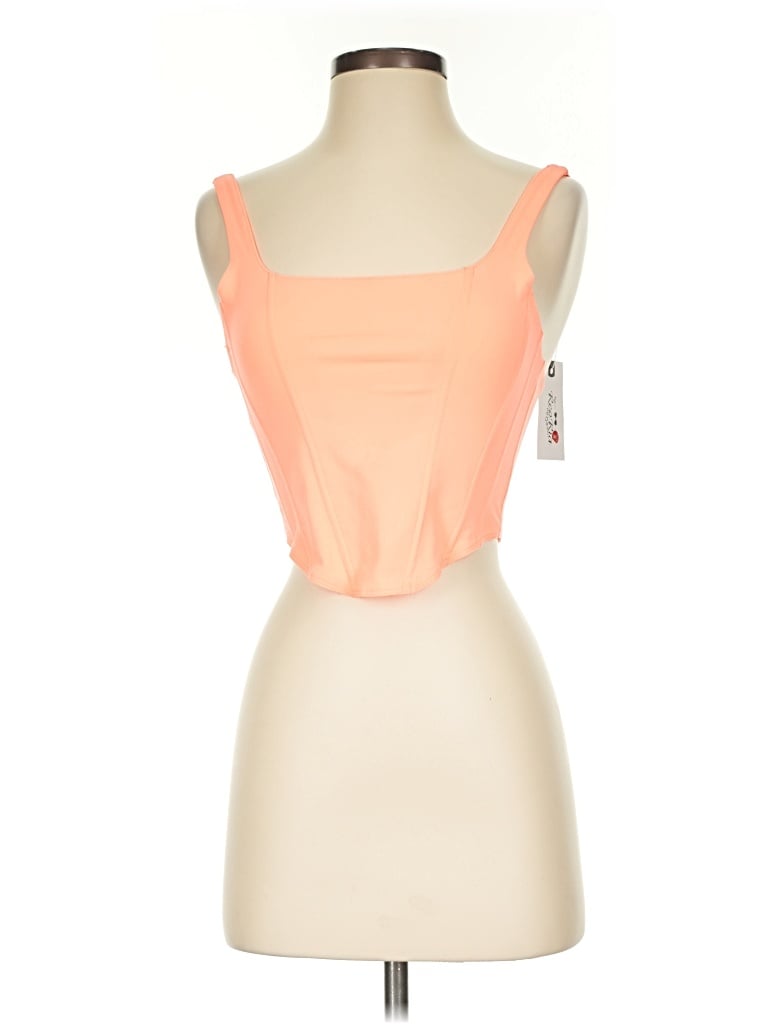 Pre-owned Reoria Sleeveless Top Orange Strapless Neckline Tops