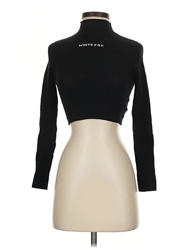 Pre-owned White Fox Turtleneck Sweater In Black