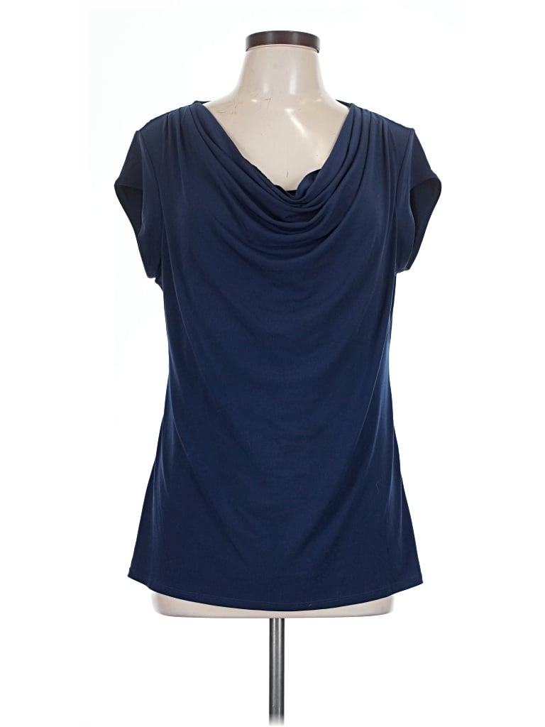 Pre-owned Premise Short Sleeve Top Blue Cowl Neck Tops