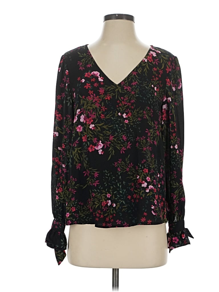 Pre-owned Cece Long Sleeve Blouse In Black