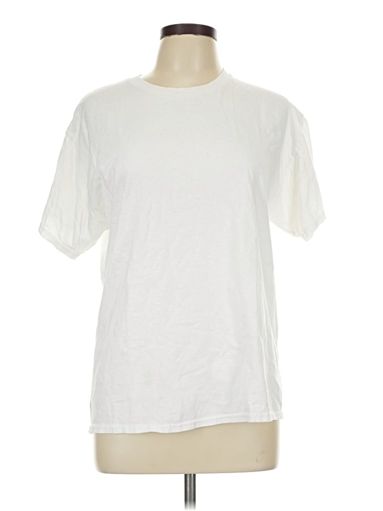 Pre-owned Hanes Short Sleeve T-shirt In Ivory