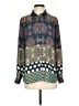 DR2 100% Polyester Paisley Teal Long Sleeve Blouse Size S - photo 1