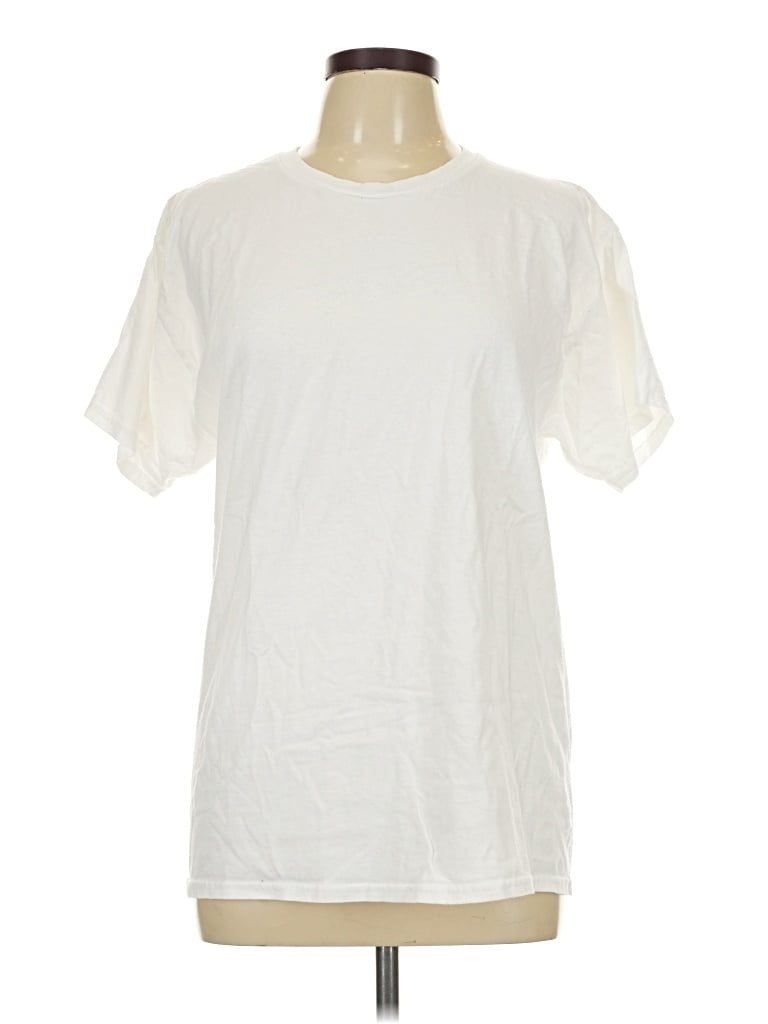 Pre-owned Hanes Short Sleeve T-shirt In Ivory
