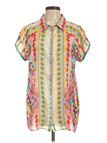 Johnny Was Short Sleeve Silk Top (view 1)