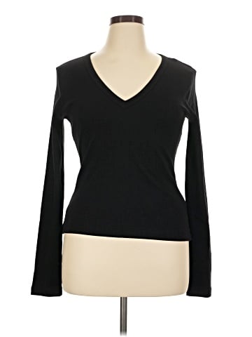 Madewell TThe '90s  V-Neck Long-Sleeve Tee in Compact Cotton (view 1)