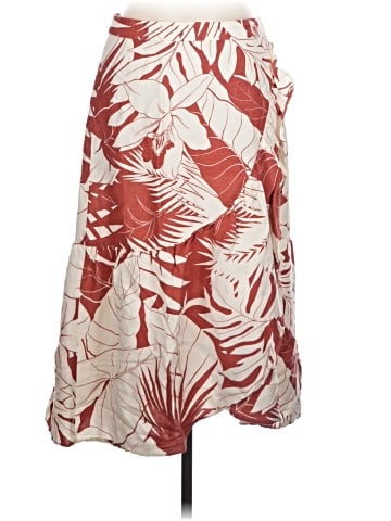 Madewell Linen-Blend Ruffle-Wrap Midi Skirt in Tropical Vacation (view 1)