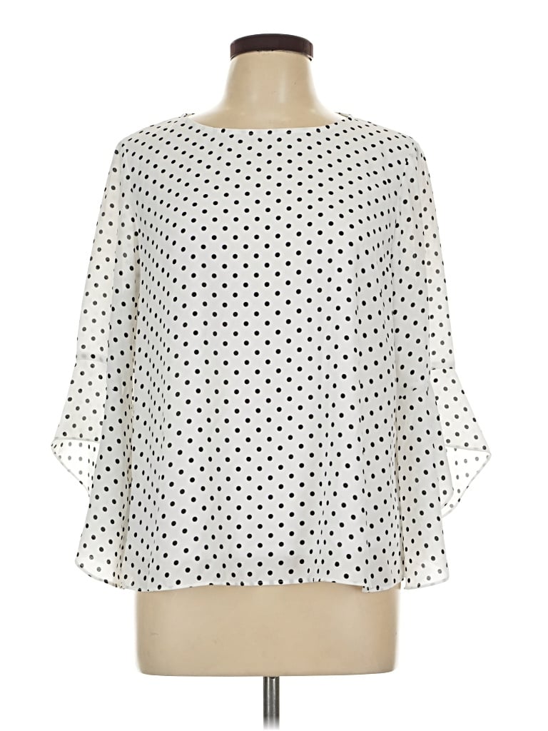Pre-owned Kasper 3/4 Sleeve Blouse In White
