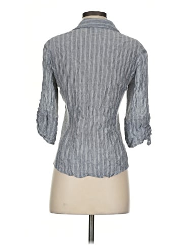 Blue Saks Fifth Avenue 3/4 Sleeve Button-Down Shirt (view 2)