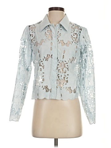 Aqua Long Sleeve Blouse (view 1)
