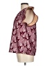 VOY Floral Silver Burgundy Short Sleeve Blouse Size L - photo 5