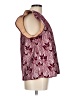 VOY Floral Silver Burgundy Short Sleeve Blouse Size L - photo 4