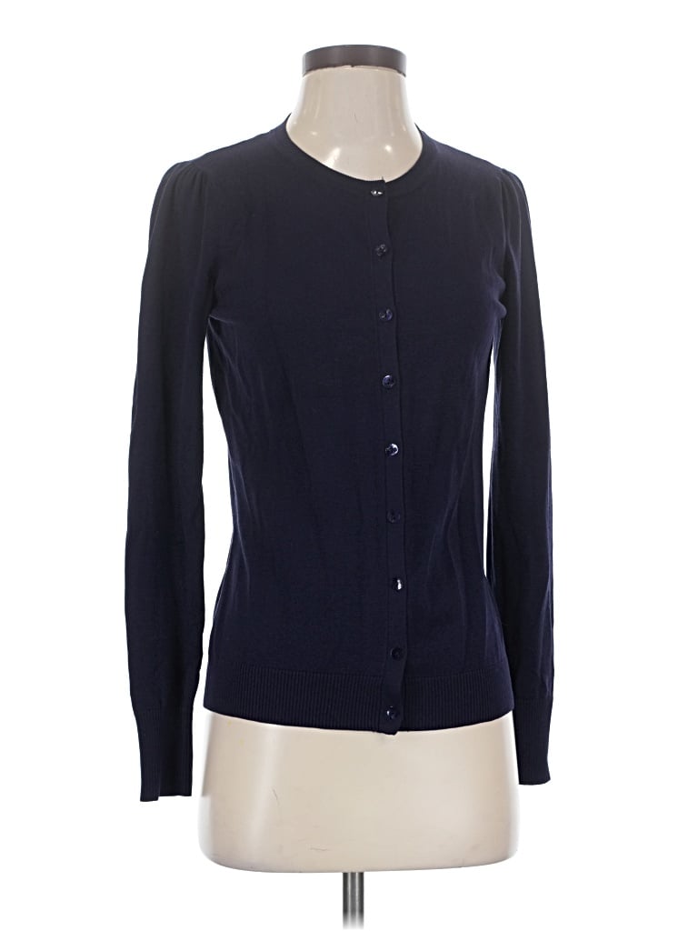 Pre-owned August Silk Cardigan Sweater In Blue