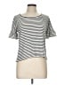 Max Studio Stripes Ivory Short Sleeve Top Size L - photo 1