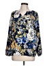 Chico's Floral Blue Long Sleeve Blouse Size Lg Petite - photo 1
