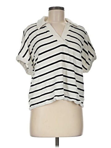 Madewell Relaxed V-Neck Polo Shirt in Stripe (view 1)
