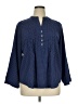 Notations Houndstooth Blue Long Sleeve Blouse Size 1X - photo 1