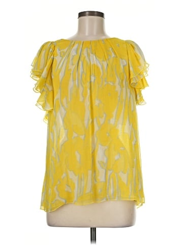 BCBGMAXAZRIA Short Sleeve Silk Top (view 1)