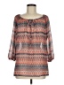 Max Studio 100% Polyester Aztec Or Tribal Print Chevron-herringbone Graphic Orange 3/4 Sleeve Blouse Size M - photo 1