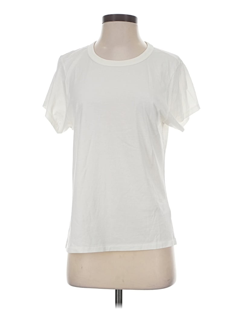 Pre-owned Outerknown Short Sleeve Top Ivory Crew Neck Tops