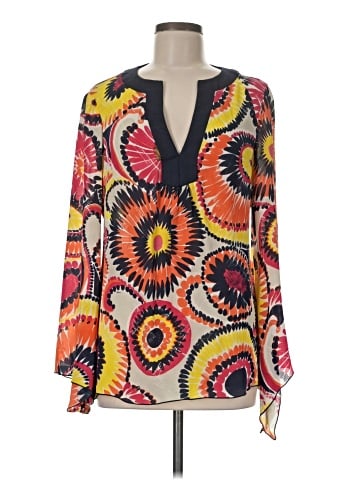 Trina Turk Long Sleeve Silk Top (view 1)