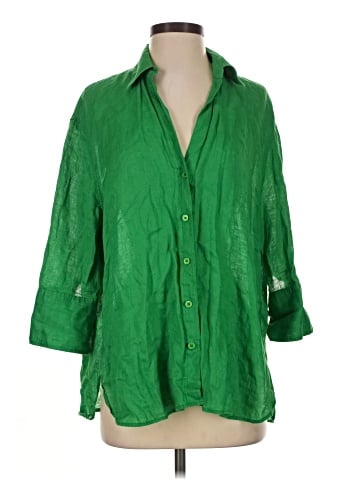Zara 3/4 Sleeve Button-Down Shirt (view 1)