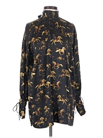 Ganni Long Sleeve Silk Top (view 1)