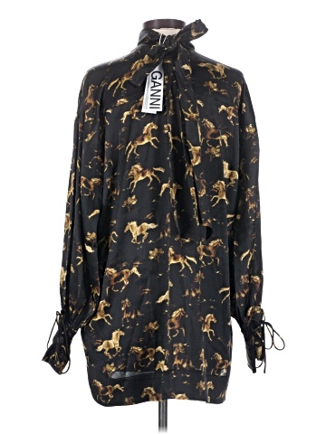 Ganni Long Sleeve Silk Top (view 2)