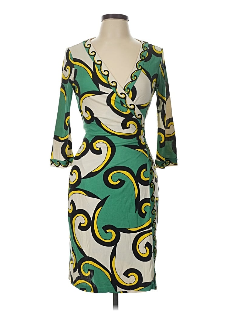 Pre-owned Diane Von Furstenberg Silk Cardigan Sweater In Green