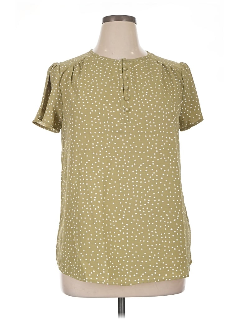 Pre-owned Fun2fun Short Sleeve Blouse In Green