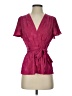 Max Studio 100% Polyester Burgundy Short Sleeve Blouse Size XS - photo 1