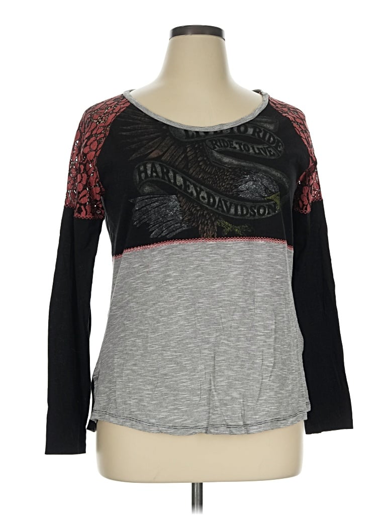 Pre-owned Harley Davidson 3/4 Sleeve T-shirt In Gray