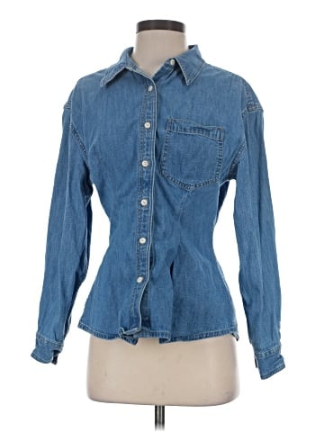 Madewell Denim Darted Button-Up Shirt in Winnset Wash (view 1)